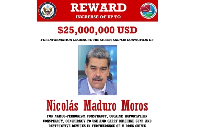 Ofrecen los Estados Unidos 25 MDD por informaci&oacute;n para detener al presidente Nicol&aacute;s Maduro