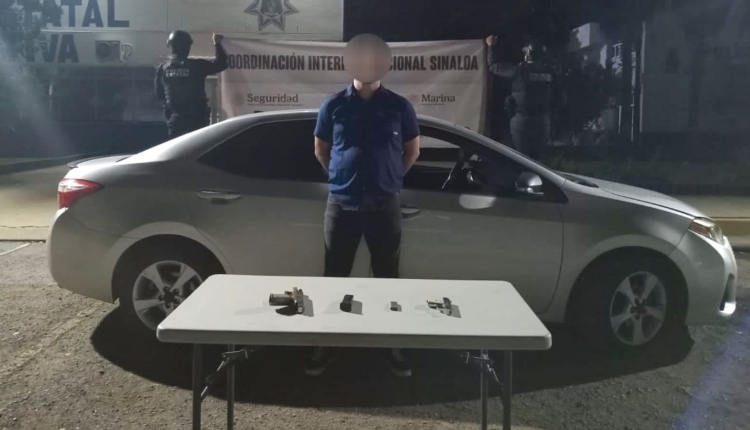 En Culiac&aacute;n, Grupo Interinstitucional asegura a un civil, un veh&iacute;culo y 2 armas con sus cargadores abastecidos