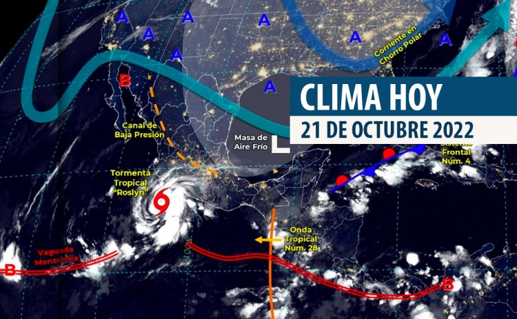 Tormenta tropical &ldquo;Roslyn&rdquo; ocasionar&aacute; lluvias fuertes a intensas, rachas de viento y oleaje elevado en Jalisco, Colima, Michoac&aacute;n y Guerrero