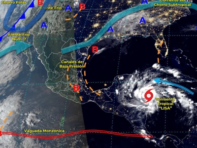 Lluvias muy fuertes a intensas en la Pen&iacute;nsula de Yucat&aacute;n y Sureste de M&eacute;xico