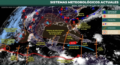 Lluvias intensas se prev&eacute;n hoy en Sinaloa, Sonora, Durango y Chihuahua