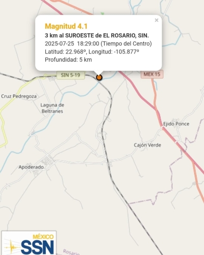 Sismo de 4.1 sacude el municipio de El Rosario