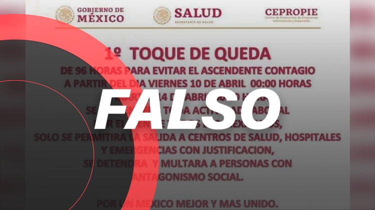Denuncian falso Toque de Queda del 10 al 14 de abril
