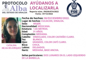Buscan a Catalina, desapareci&oacute; en Culiac&aacute;n este 6 de diciembre