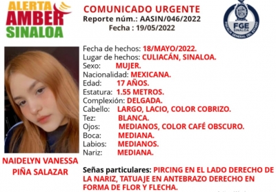 Naydelin Vanessa sali&oacute; anoche de su casa&hellip; y despareci&oacute;, en Culiac&aacute;n