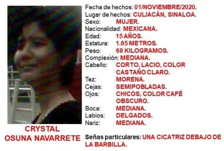 La FGE, solicita la colaboraci&oacute;n de la sociedad para localizar a CRYSTAL 
