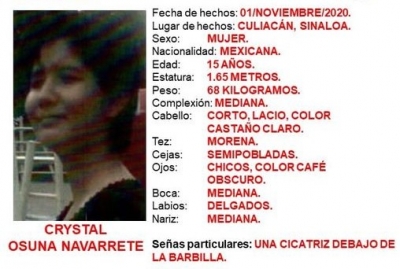 La FGE, solicita la colaboraci&oacute;n de la sociedad para localizar a CRYSTAL 
