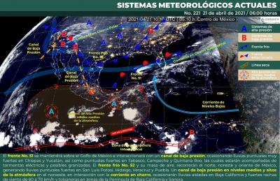 El Frente Fr&iacute;o y su masa de aire recorrer&aacute;n el Norte y Noreste del pa&iacute;s