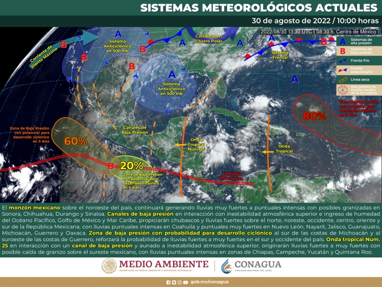 SMN extiende el pron&oacute;stico de intensas lluvias a mi&eacute;rcoles en Sinaloa
