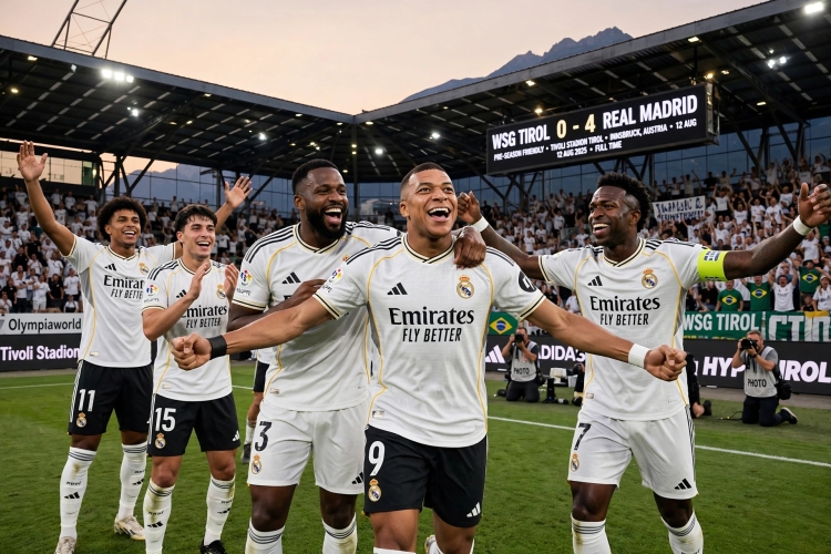 Real Madrid golea 4-0 al Tirol en su &uacute;nico amistoso de pretemporada; Mbapp&eacute; doblete