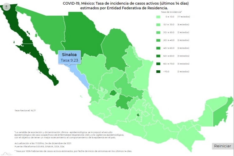 M&eacute;xico entra en su tercera Navidad con 3 mil 520 contagios de Covid-19