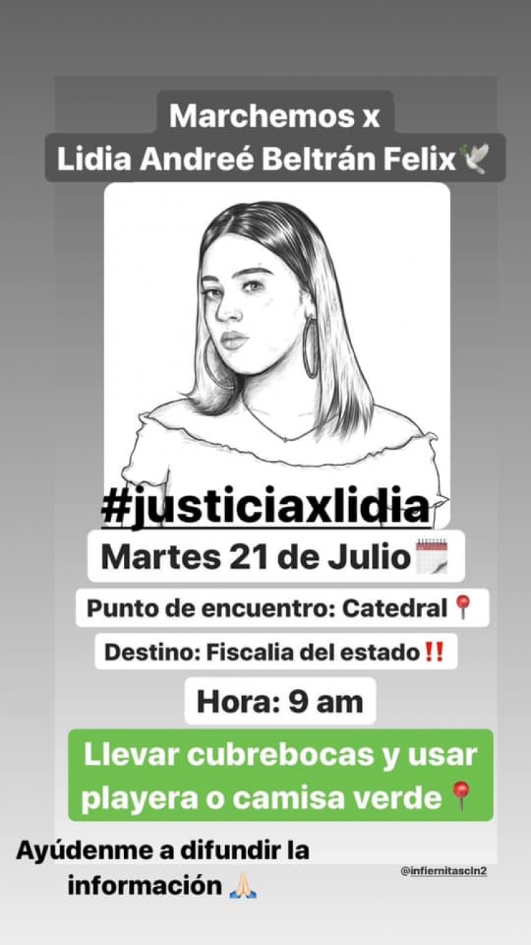 Marchar&aacute;n este martes en exigencia de justicia para Lidia Andree.