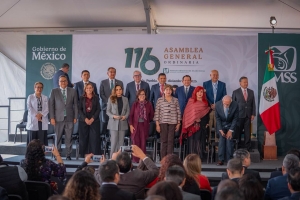 Asiste Gobernador Rocha Moya a Asamblea General Ordinaria del IMSS, encabezada por la presidenta Claudia Sheinbaum