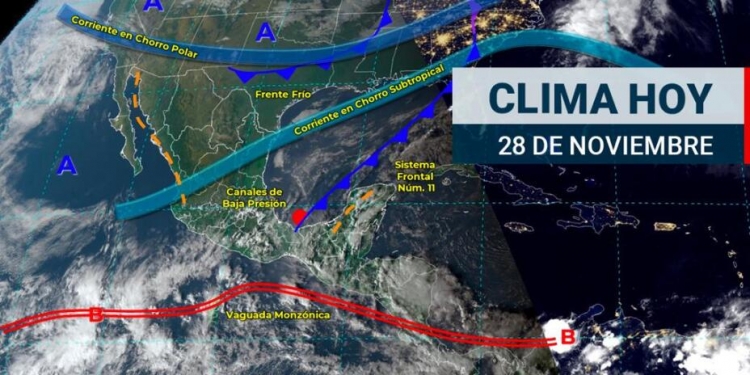 Se pronostican lluvias fuertes a muy fuertes en el Sur y Sureste mexicano, adem&aacute;s de la Pen&iacute;nsula de Yucat&aacute;n