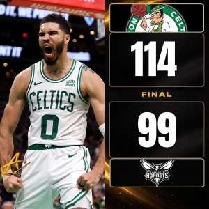 Tatum anota 32 puntos en la victoria de los Celtics ante Hornets.