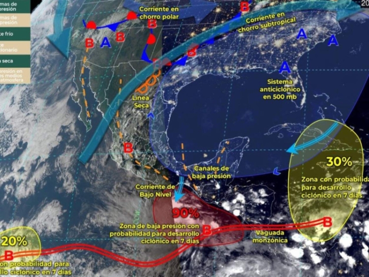 Tormenta tropical 'Pilar' en proceso de formaci&oacute;n frente a Chiapas