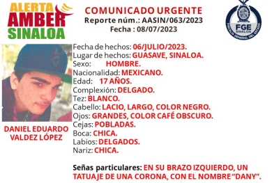 Buscan a Daniel Eduardo, de 17 a&ntilde;os; desapareci&oacute; en Guasave