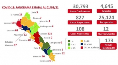 Al 01 de febrero 2021 hay 30,793 casos confirmados por COVID-19