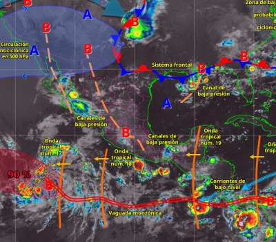 Hoy se prev&eacute;n lluvias puntuales muy fuertes en Sinaloa, Durango y Jalisco: SMN