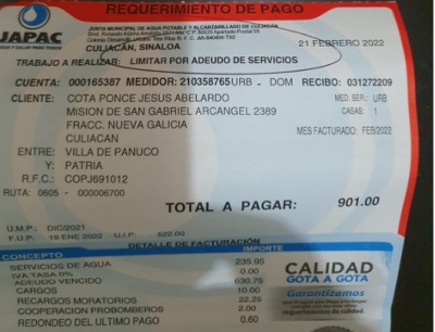 Vecino del Nueva Galicia se queja del p&eacute;simo servicio de Japac
