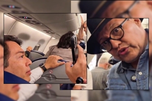 Mario Delgado, Titular de la SEP, se pelea con periodista tras ser &ldquo;acosado&rdquo; durante vuelo retrasado por lluvias en el AICM