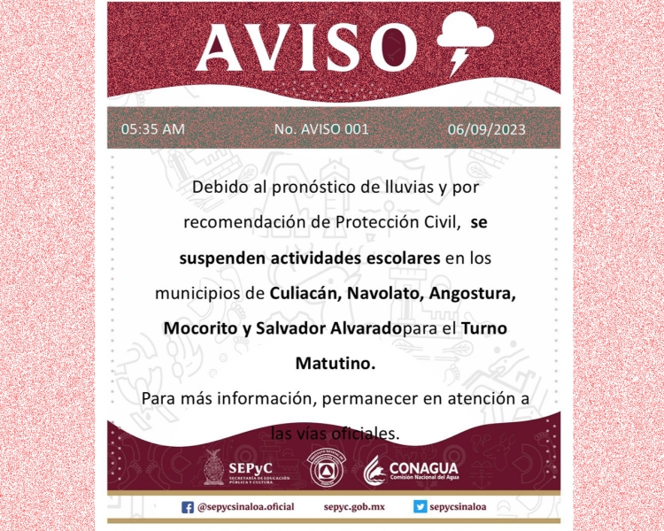 Celda de tormenta dej&oacute; fuertes lluvias en Culiac&aacute;n y Navolato; suspenden clases en turno matutino