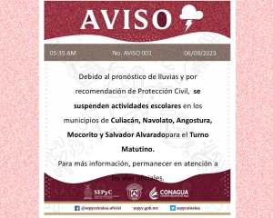 Celda de tormenta dej&oacute; fuertes lluvias en Culiac&aacute;n y Navolato; suspenden clases en turno matutino
