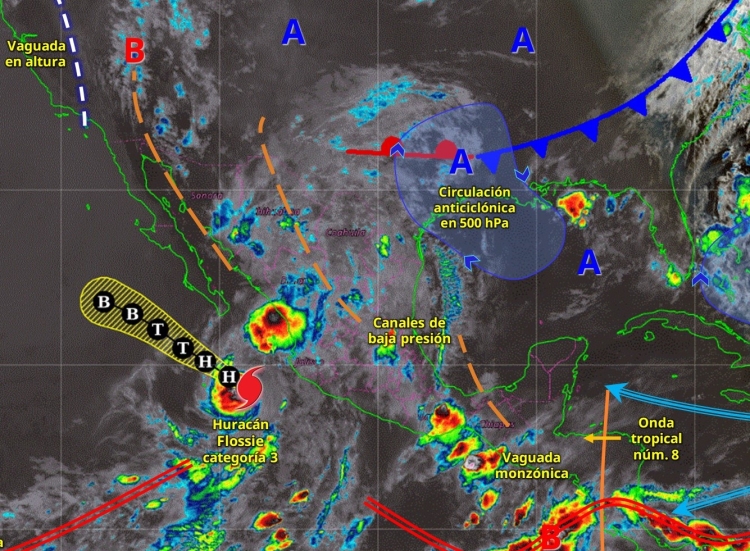 Mientras se debilita el hurac&aacute;n Fossie, dejar&aacute; lluvias intensas en Sinaloa y Nayarit, hoy