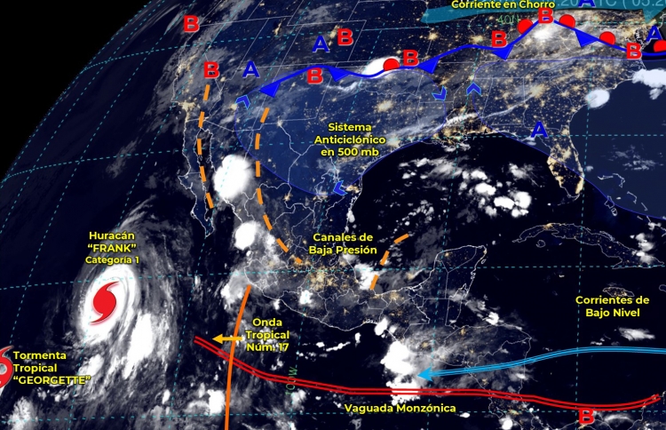 Monz&oacute;n mexicano generar&aacute; lluvias fuertes en Sinaloa, Sonora, Chihuahua y Durango este domingo