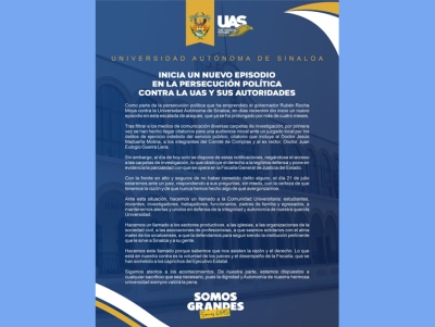 Anuncia Rector de la UAS que se presentar&aacute; ante el juez este 21 de julio en esta persecuci&oacute;n pol&iacute;tica