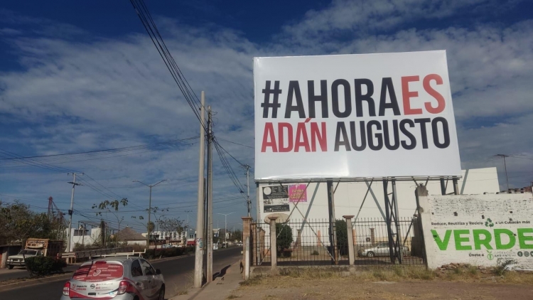 Prolifera publicidad de precampa&ntilde;a de Ad&aacute;n Augusto en carretera Culiac&aacute;n-Navolato
