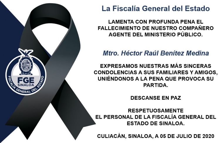 Muere segundo Ministerio P&uacute;blico por Covid-19 en Sinaloa