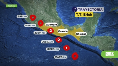Hay alerta en 22 municipios de Oaxaca por Hurac&aacute;n "Erick"; activan planes DN-III-E y Marina