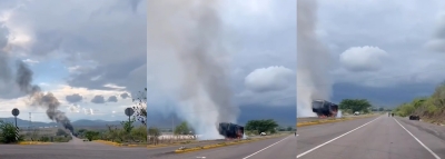 Localizan caja de trailer y camioneta blindada quem&aacute;ndose sobre la libre M&eacute;xico 15, rumbo a Cosal&aacute;-La Cruz