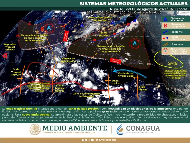 Prev&eacute;n fuertes lluvias en el pa&iacute;s por Onda Tropical 18