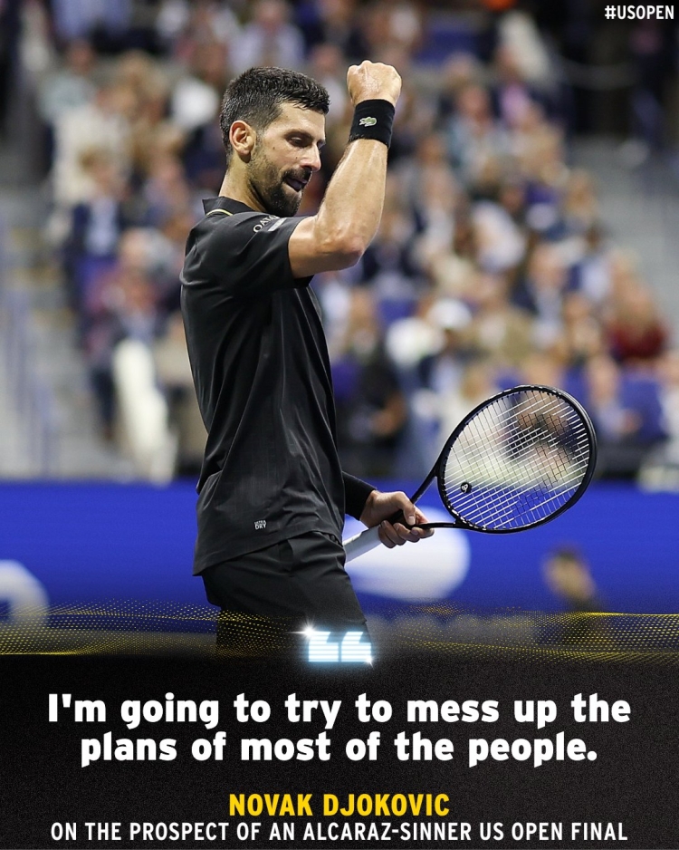 Djokovic celebra pase a semifinales del US Open, donde enfrentar&aacute; a Carlos Alcaraz