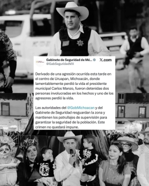 Dio 'R1' del CJNG la orden de matar al ex alcalde de Uruapan Carlos Manzo
