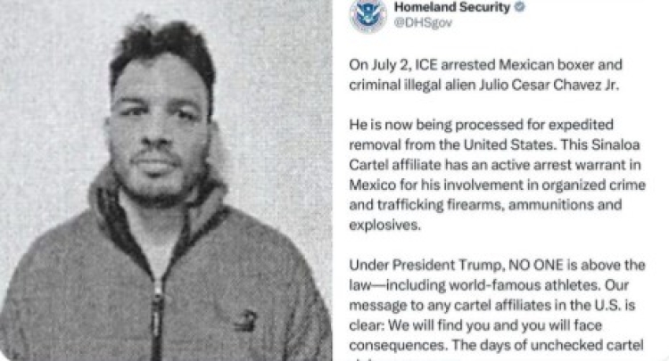 ICE detiene a Julio C&eacute;sar Ch&aacute;vez Jr. en EEUU y ya est&aacute; en tr&aacute;mite su deportaci&oacute;n; lo acusan de nexos con el C&aacute;rtel de Sinaloa