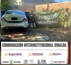 Tras persecuci&oacute;n en Navolato, el Grupo Interinstitucional rescata a una persona privada de la libertad; asegura veh&iacute;culo robado y municiones