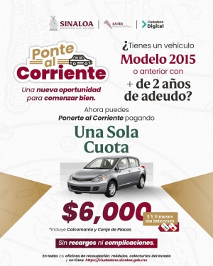 Arranca programa 'Ponte al corriente' para adeudos vehiculares