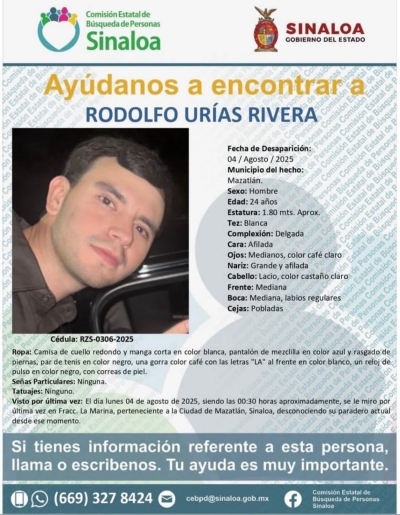 Aparece con vida Rodolfo el joven desaparecido en Mazatl&aacute;n