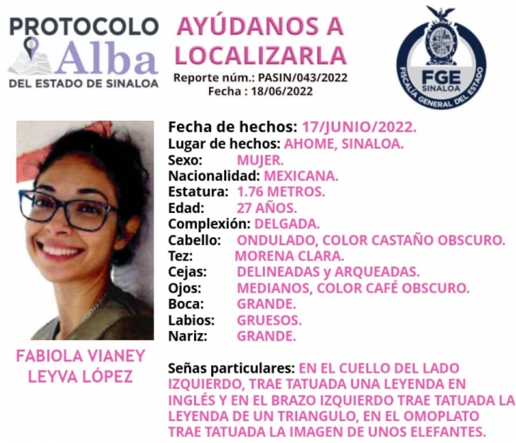 Fabiola Vianey Leyva L&oacute;pez, desaparecida en Los Mochis... Ayuda a localizarla