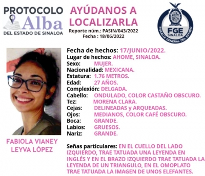 Fabiola Vianey Leyva L&oacute;pez, desaparecida en Los Mochis... Ayuda a localizarla