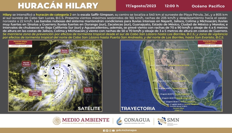 Hurac&aacute;n Hilary evoluciona a categor&iacute;a 2; llama gobernador de Sinaloa a extremar precauciones