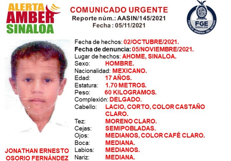 Tiene Jonathan m&aacute;s de un mes que desapareci&oacute; en Los Mochis