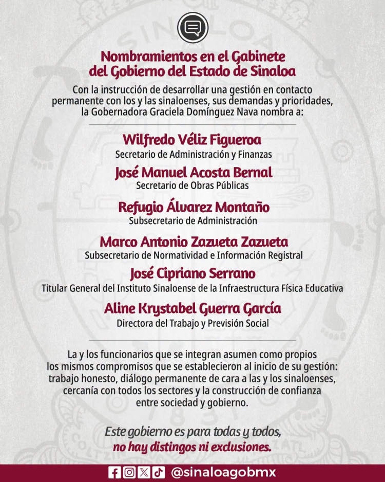 Finanzas y obras p&uacute;blicas entre otros primeros  nombramientos de Graciela Dom&iacute;nguez