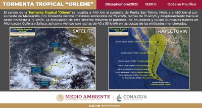 Pide Protecci&oacute;n Civil estar atentos a trayectoria de Tormenta Tropical "Orlene"