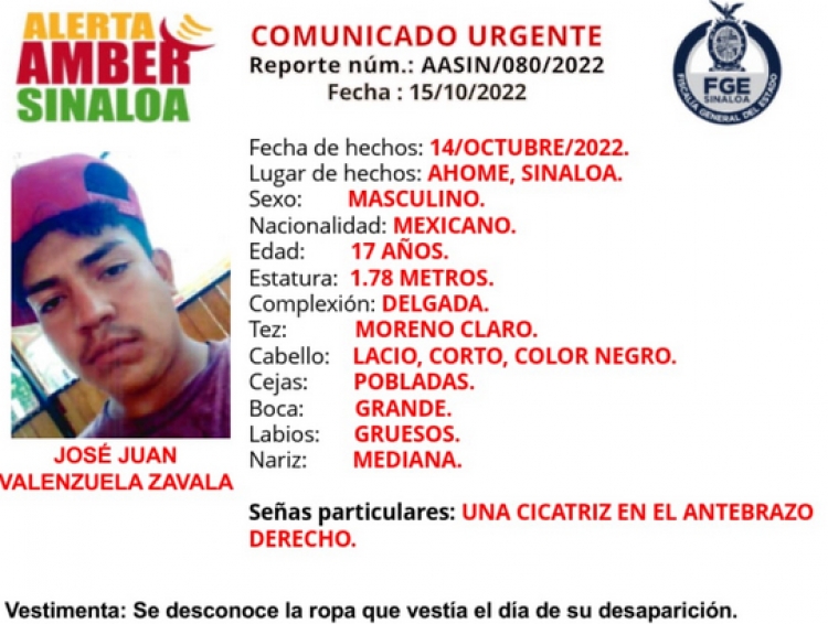 Desaparece un adolecente en Ahome